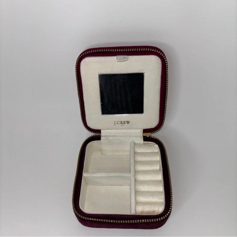 J.Crew Factory Square Velvet Jewelry Case Regal Rose Goldtone Travel Size